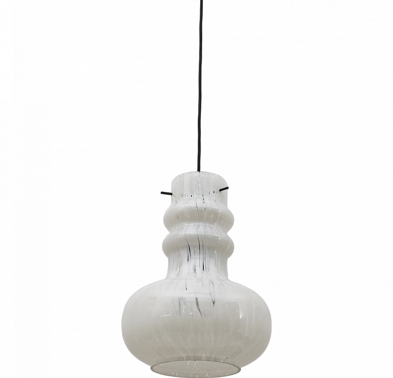 Lampada da soffitto con diffusore in vetro di Murano bianco, anni '60 6