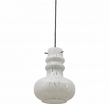 Lampada da soffitto con diffusore in vetro di Murano bianco, anni '60