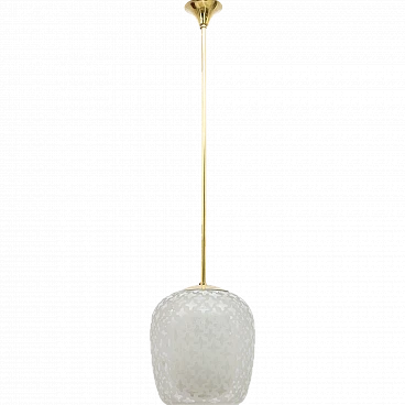 Lampadario Cora in vetro di W. Wagenfeld per Peill & Putzler, anni '50