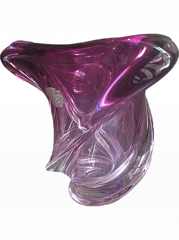 Plum-colored vase in Val Saint Lamber crystal, 1940s