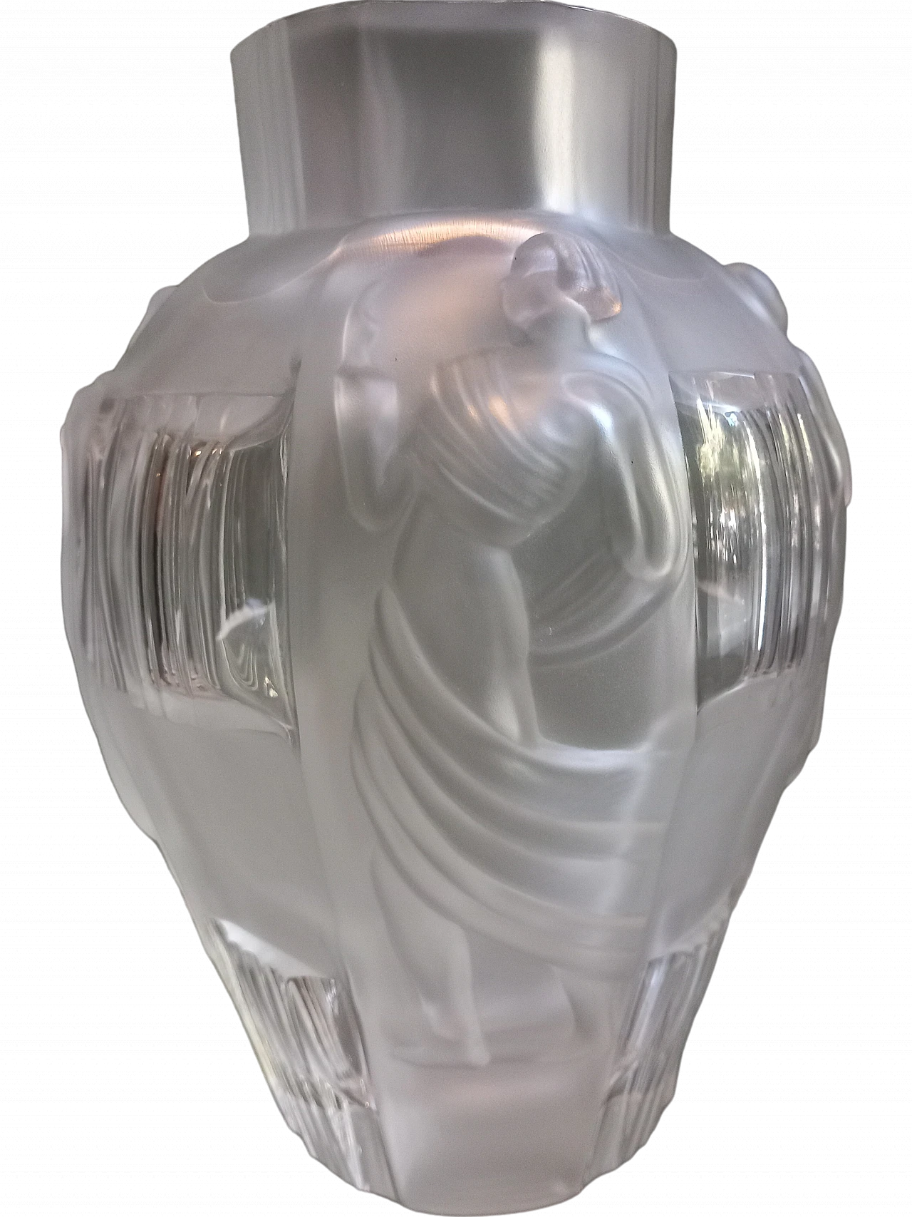 Art Deco crystal vase with female figures in relief, 1920s 7