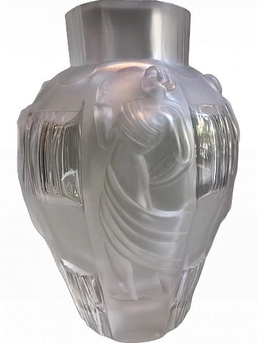 Art Deco crystal vase with female figures in relief, 1920s