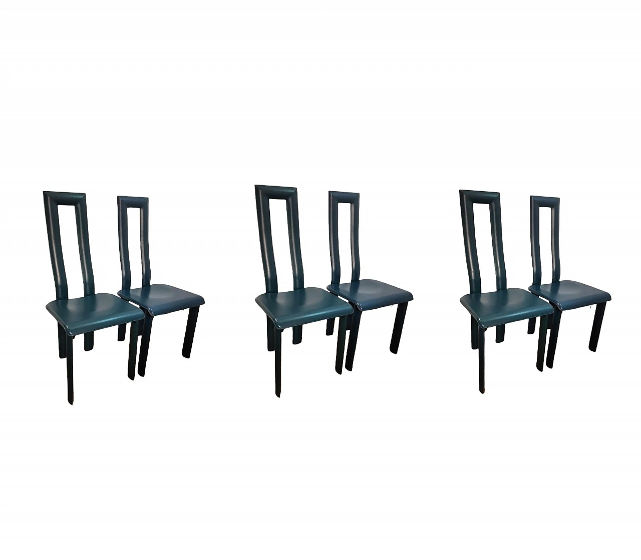 6 Regia chairs in aluminum & leather by A. Mosca for Ycami, 1980s 16