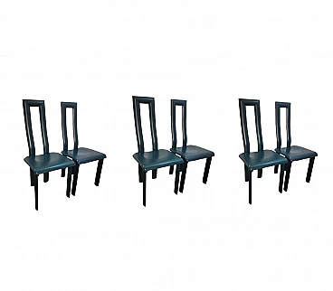 6 Regia chairs in aluminum & leather by A. Mosca for Ycami, 1980s