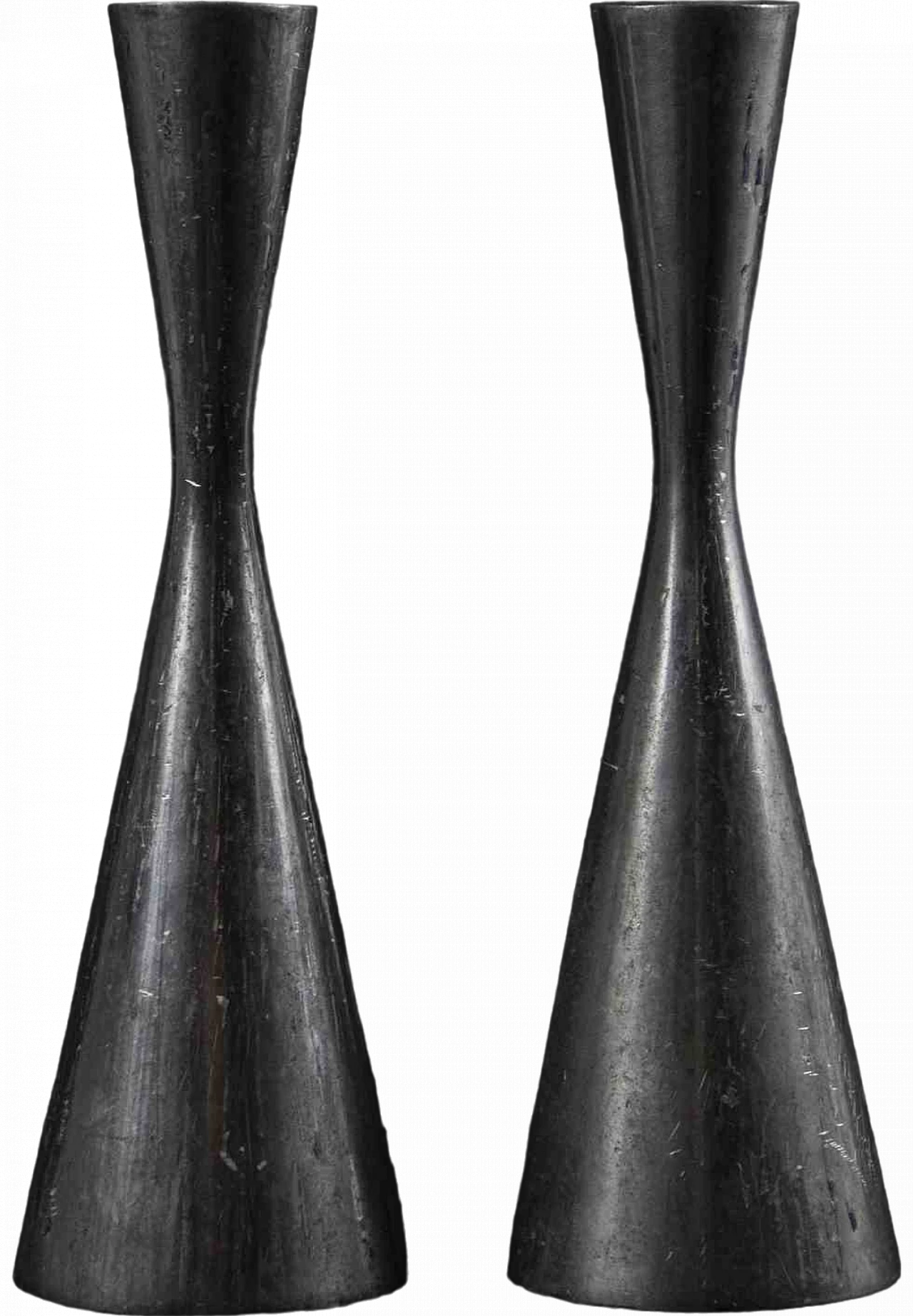 Pair of  brutalist Iron Candlesticks, 2000s 4