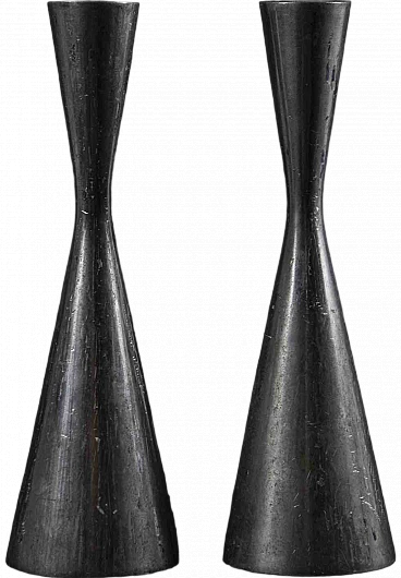 Pair of  brutalist Iron Candlesticks, 2000s