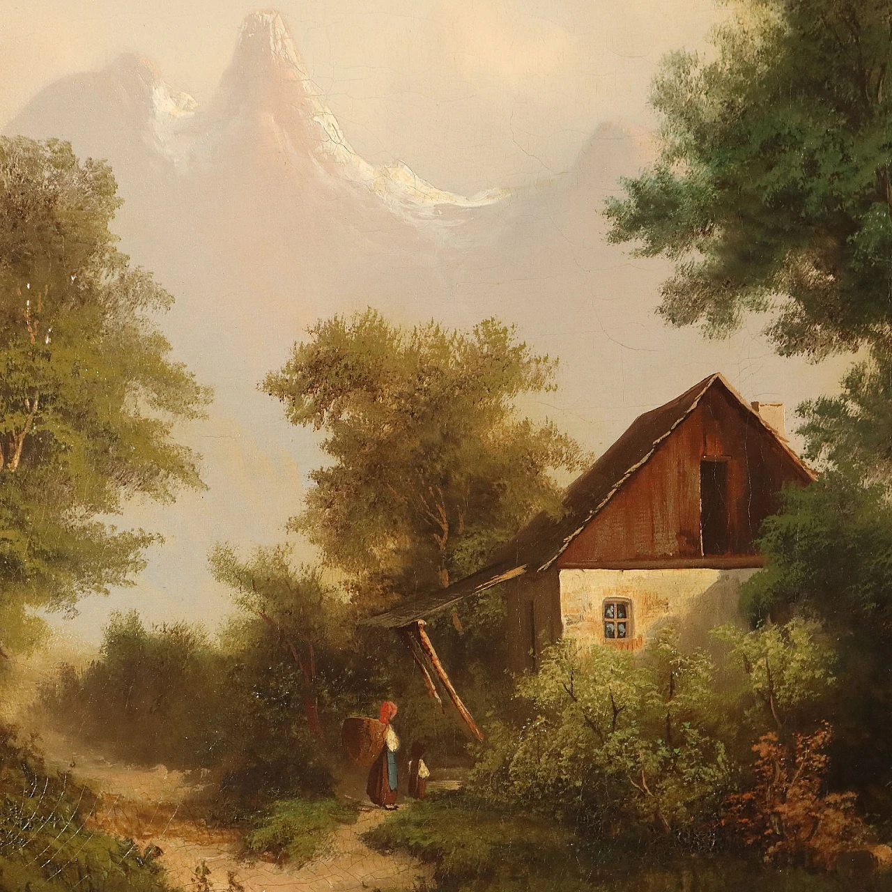 Landscape with figures and houses, oil on canvas 3