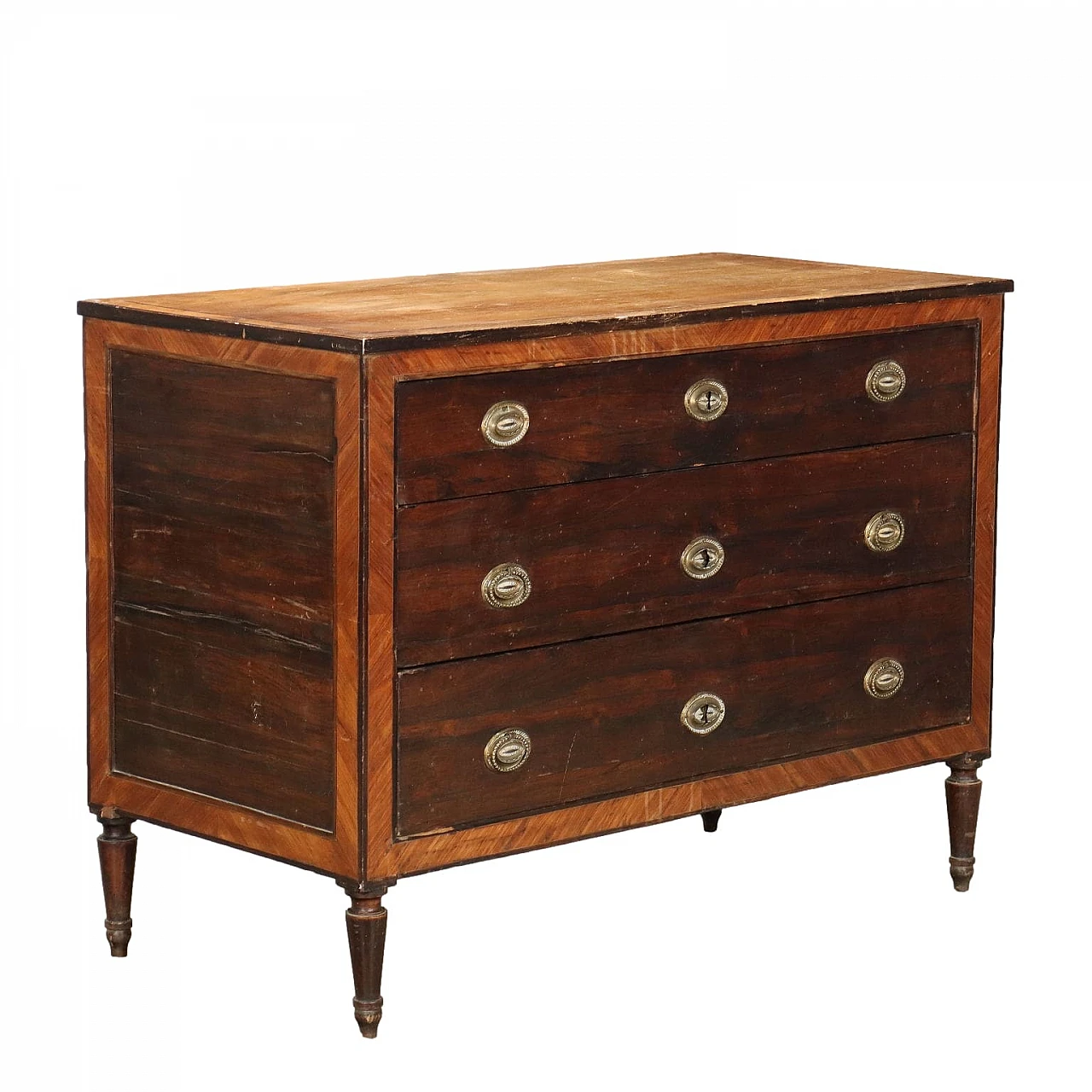 Louis XVI chest of drawers in walnut and fir, late 18th century 1