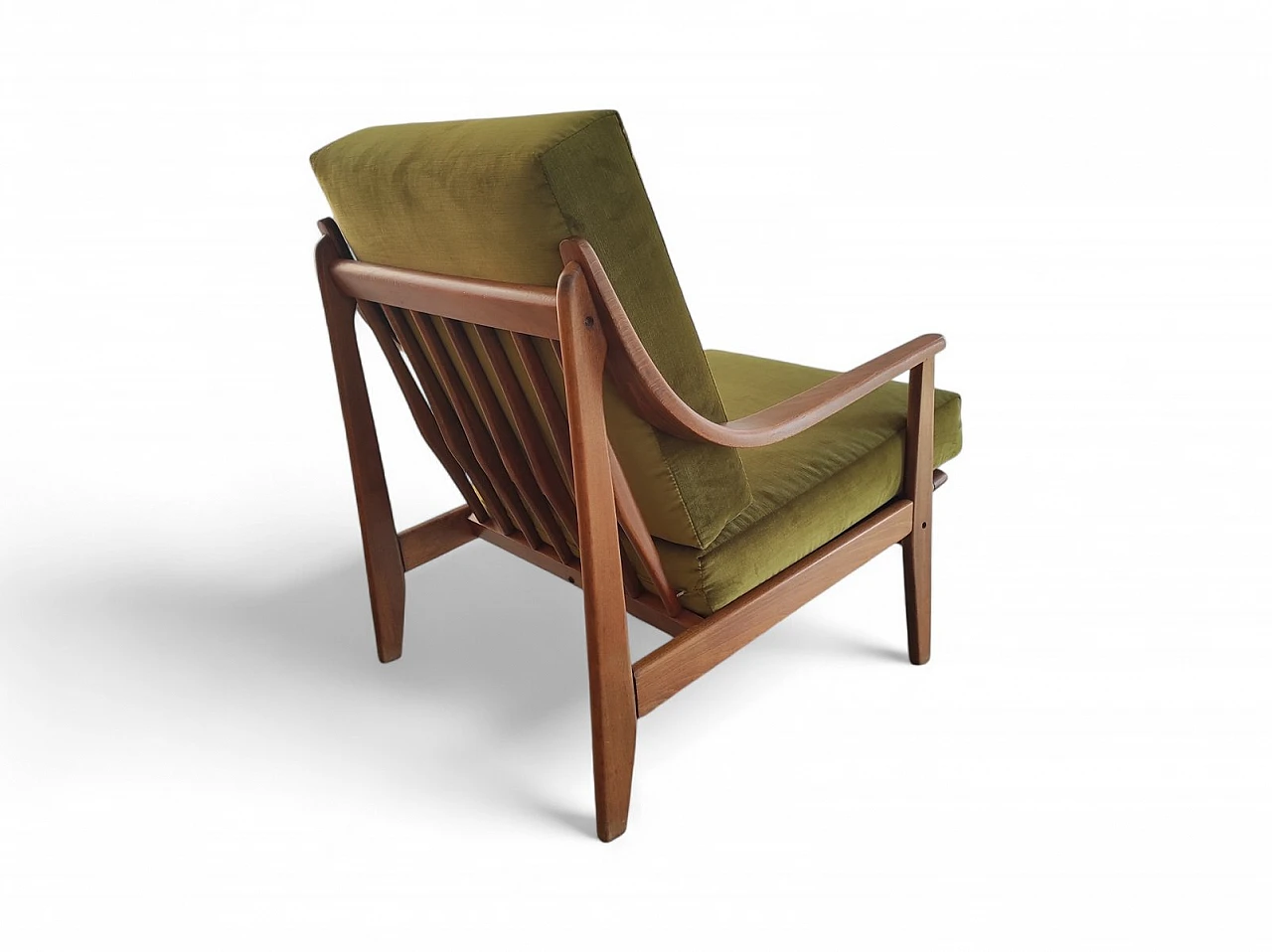 Armchair in wood and velvet, 1960s 6