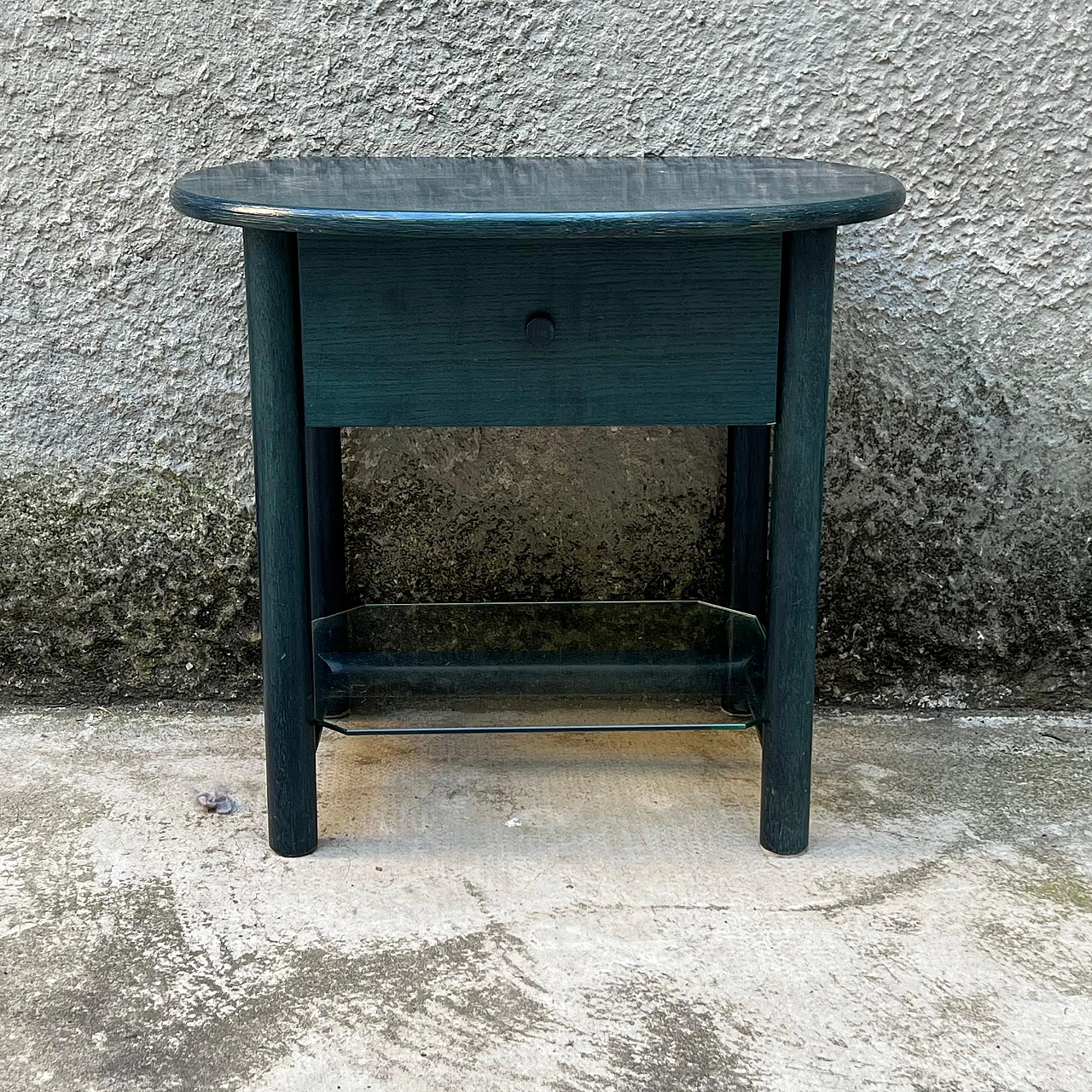 Wooden bedside table with glass top by Roberti Rattan, 1980s 2