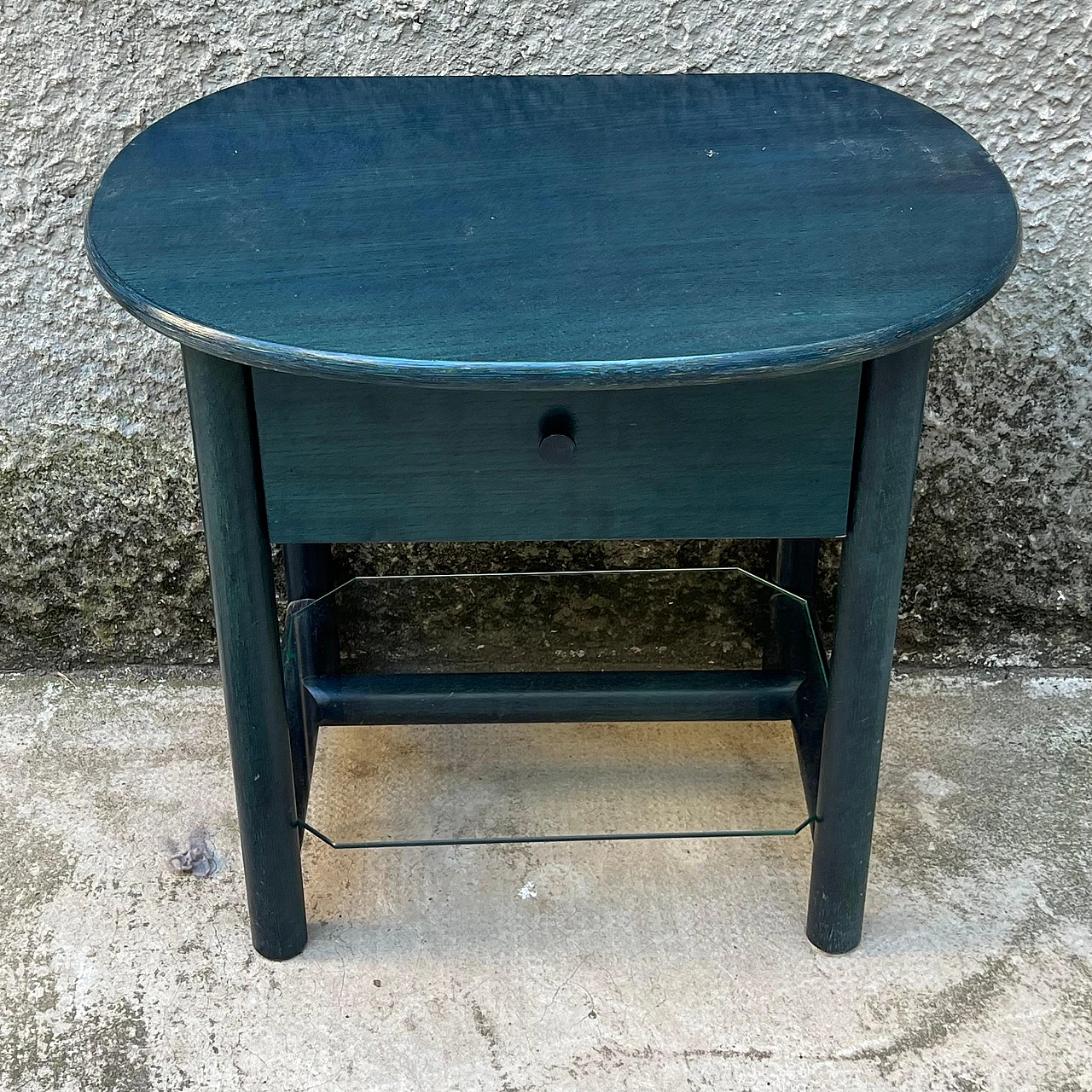 Wooden bedside table with glass top by Roberti Rattan, 1980s 3