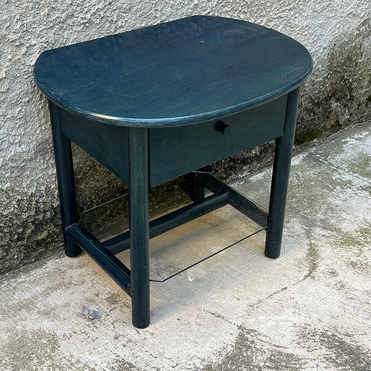 Wooden bedside table with glass top by Roberti Rattan, 1980s 4