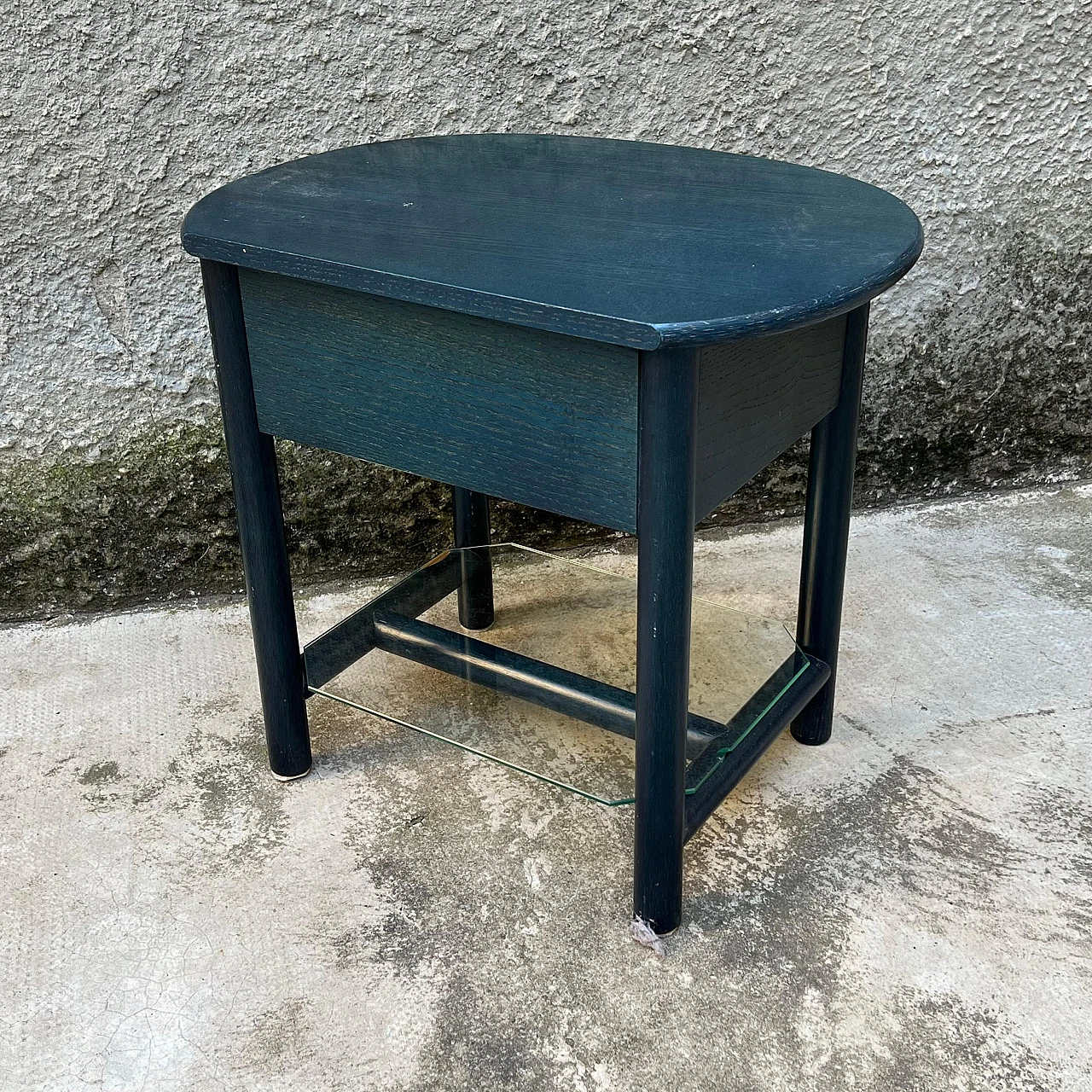 Wooden bedside table with glass top by Roberti Rattan, 1980s 7