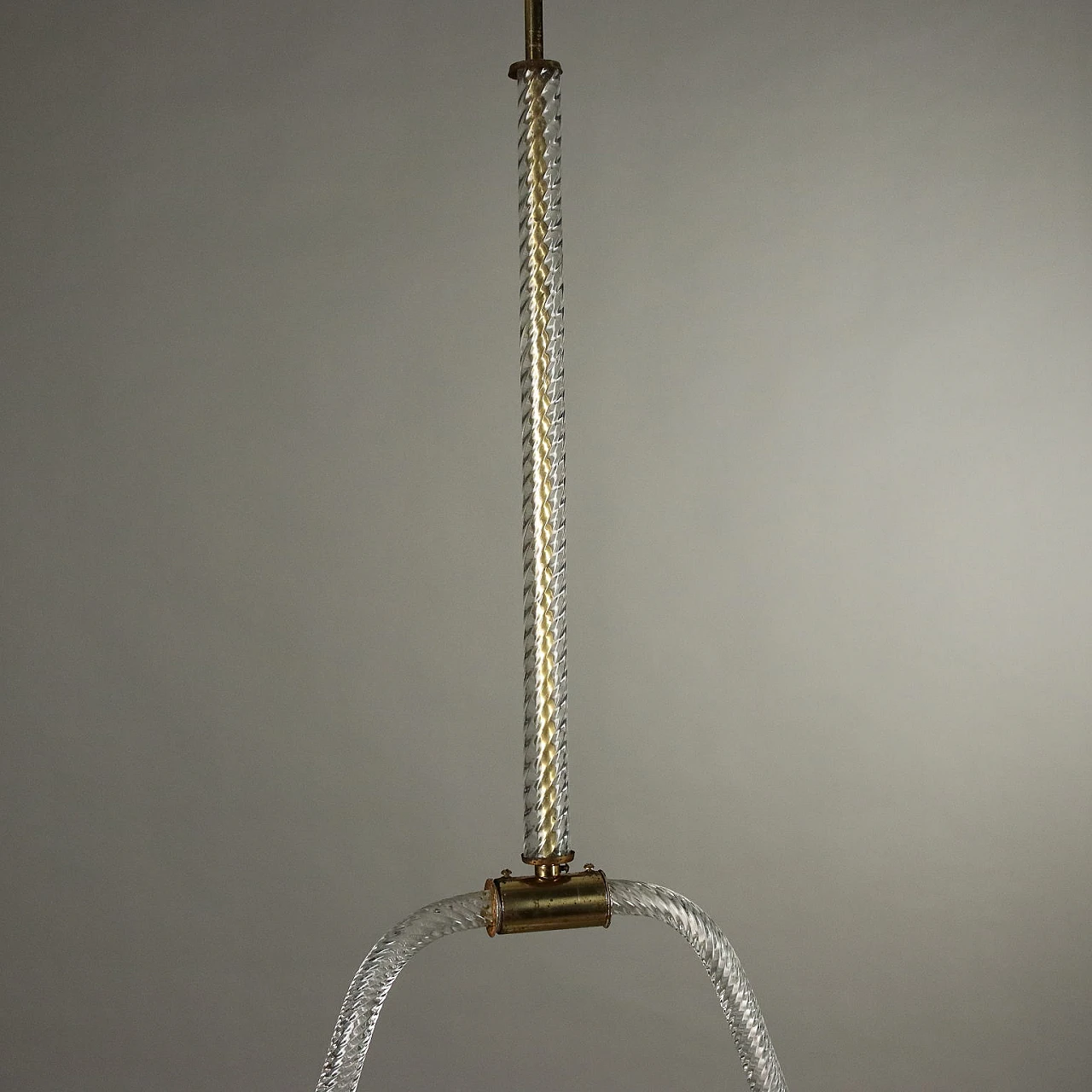 Lampadario in in vetro di Murano e ottone, anni '50 4