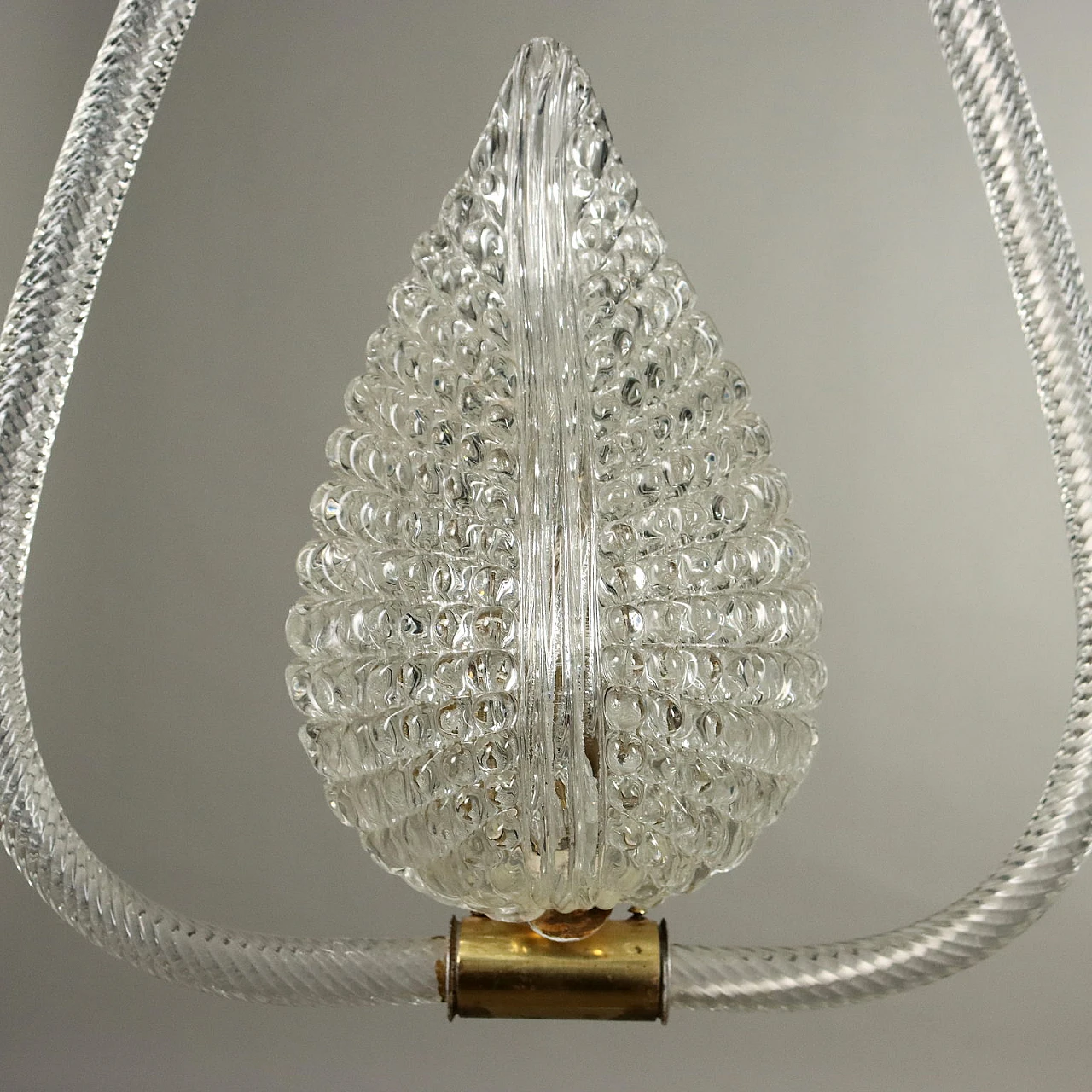 Lampadario in in vetro di Murano e ottone, anni '50 7