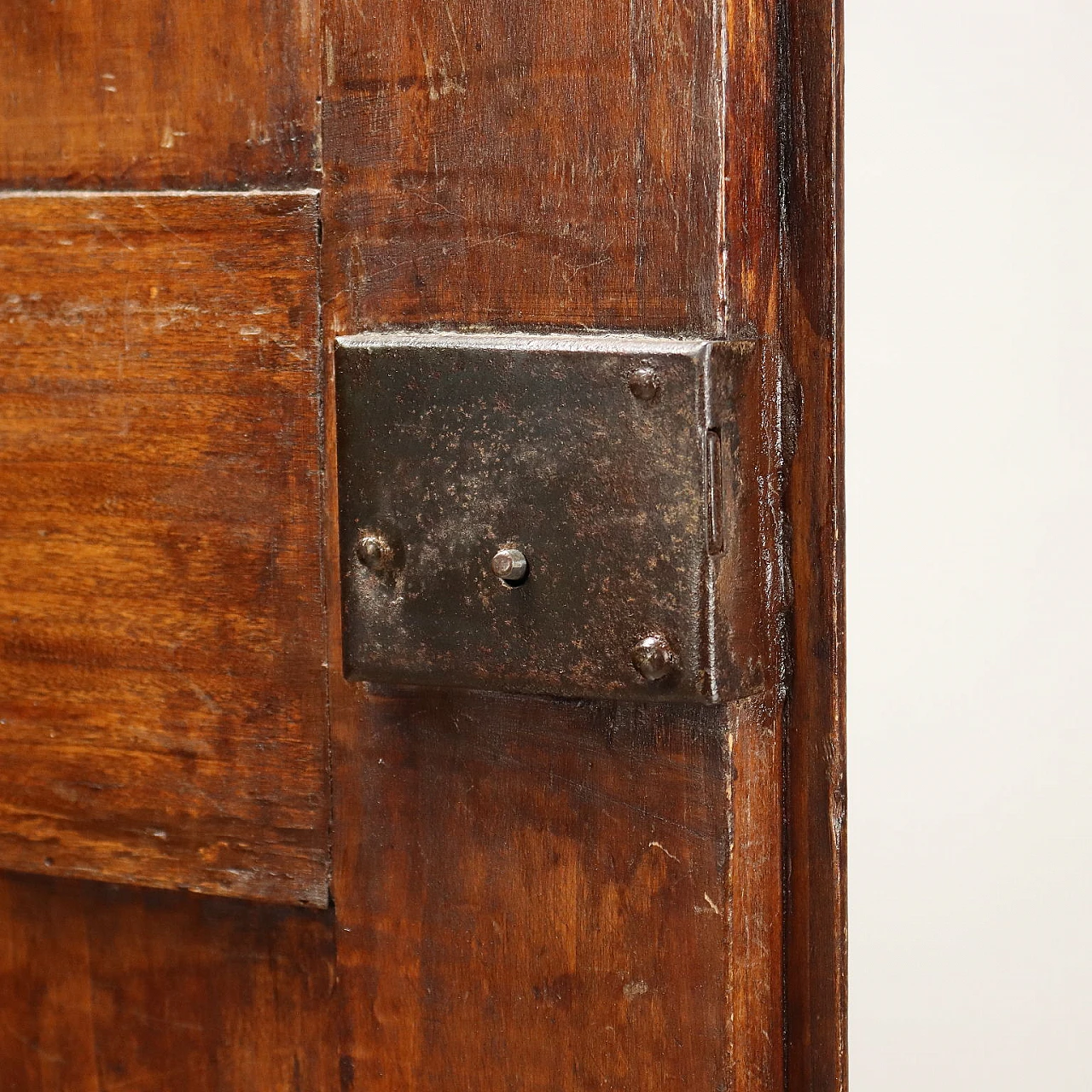 Piedmontese poplar wardrobe with pair of doors & drawer, 19th century 8