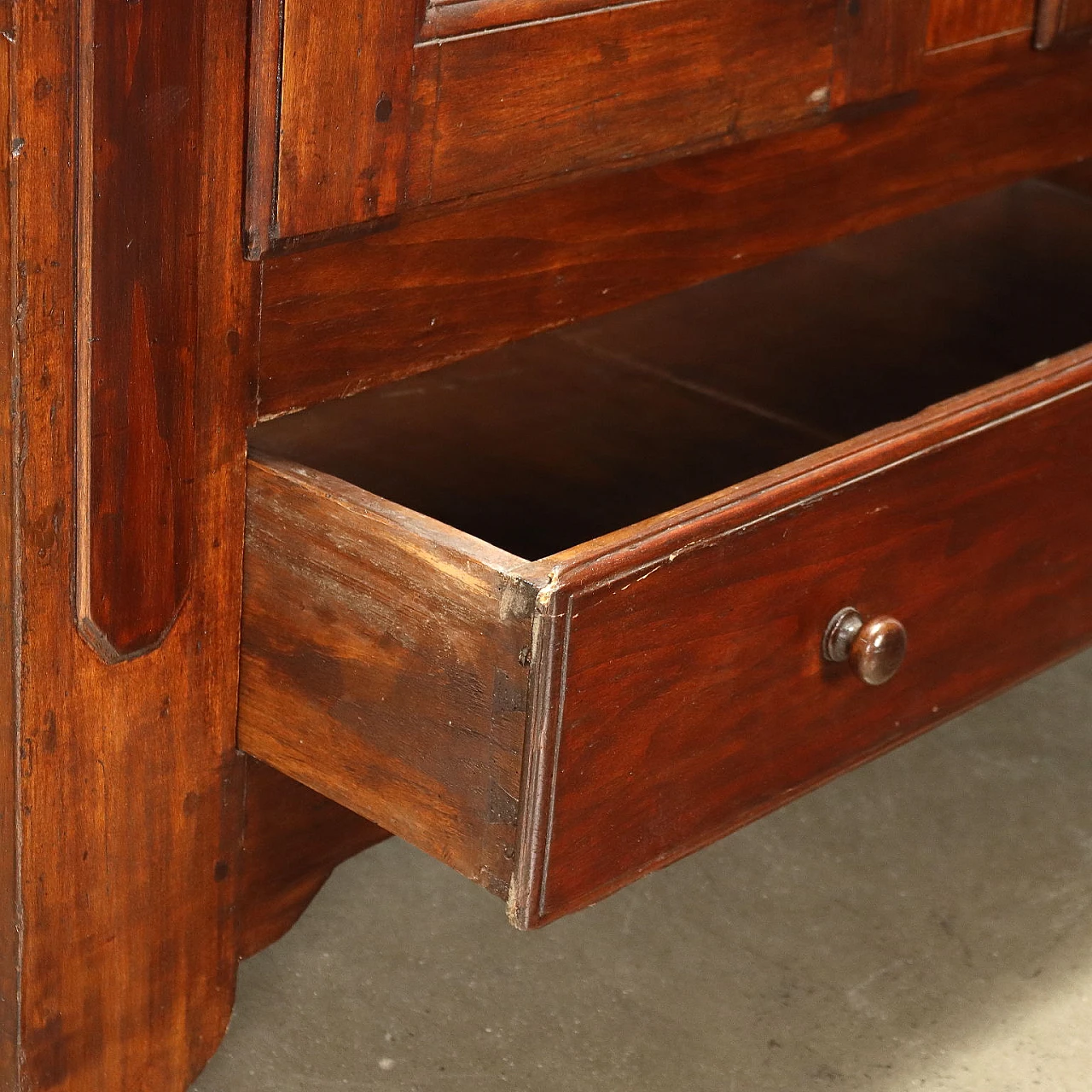 Piedmontese poplar wardrobe with pair of doors & drawer, 19th century 9