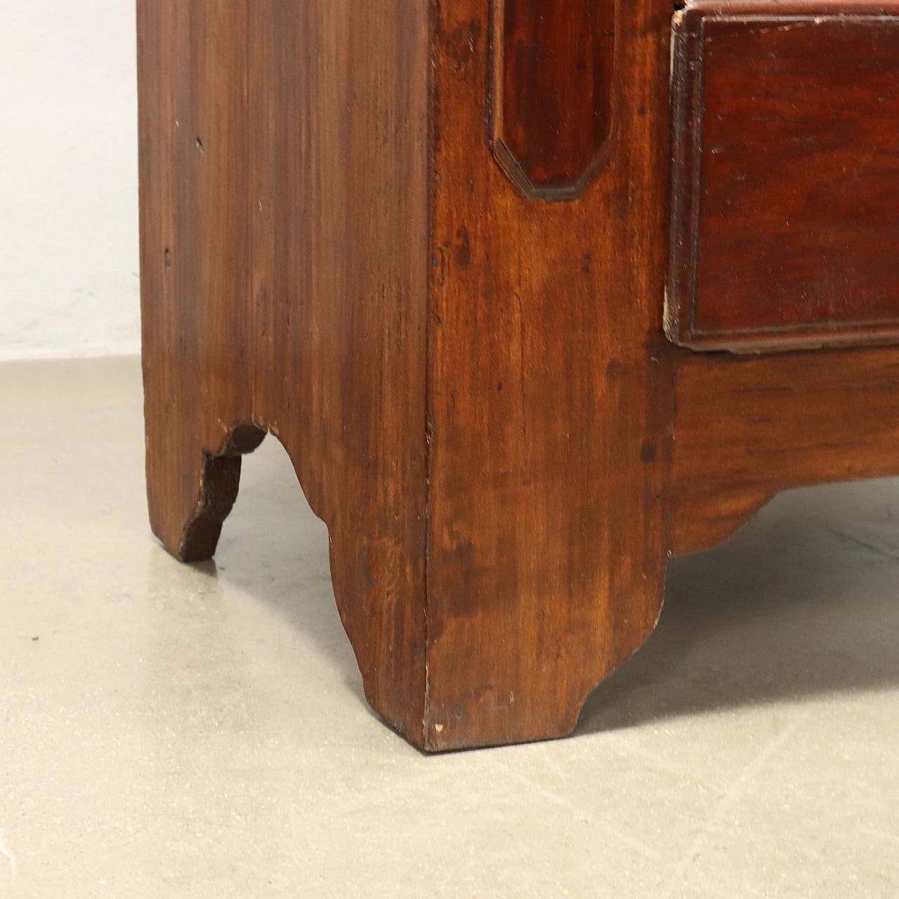 Piedmontese poplar wardrobe with pair of doors & drawer, 19th century 10