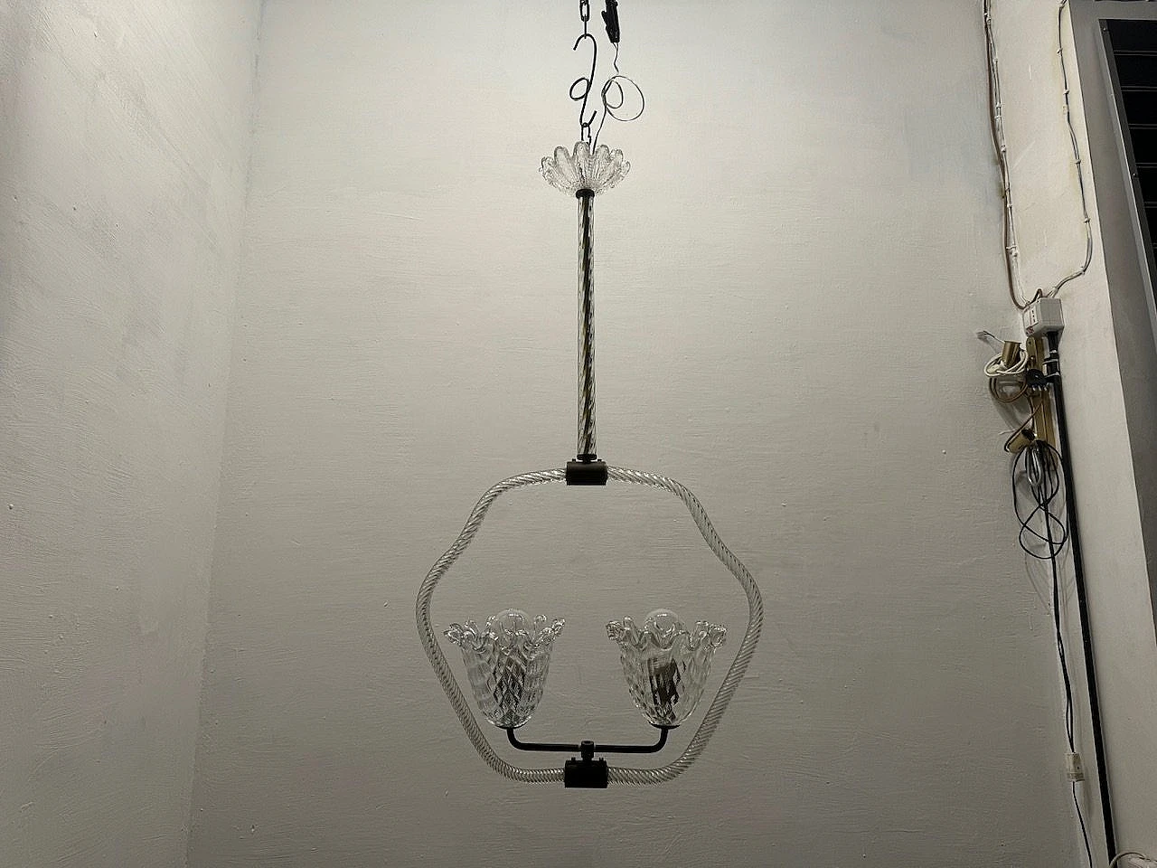 Lampadario in vetro di Murano di Ercole Barovier, Anni '50 3