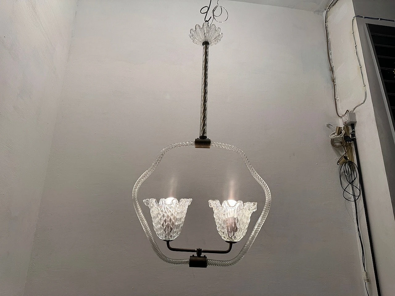 Lampadario in vetro di Murano di Ercole Barovier, Anni '50 7