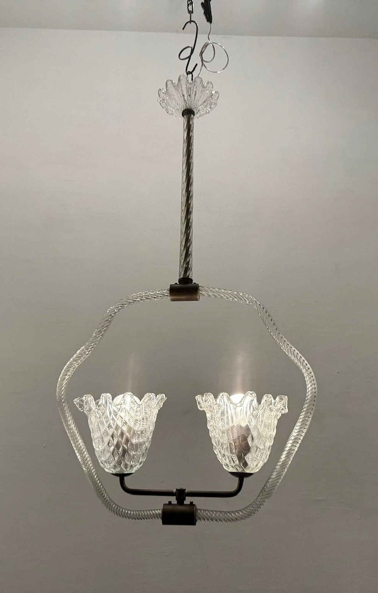 Lampadario in vetro di Murano di Ercole Barovier, Anni '50 9