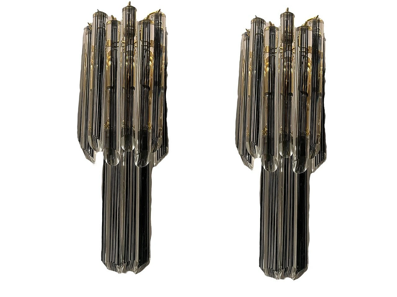 Pair of Murano glass black prism sconces, 1970s 1