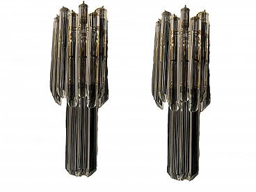 Pair of Murano glass black prism sconces, 1970s