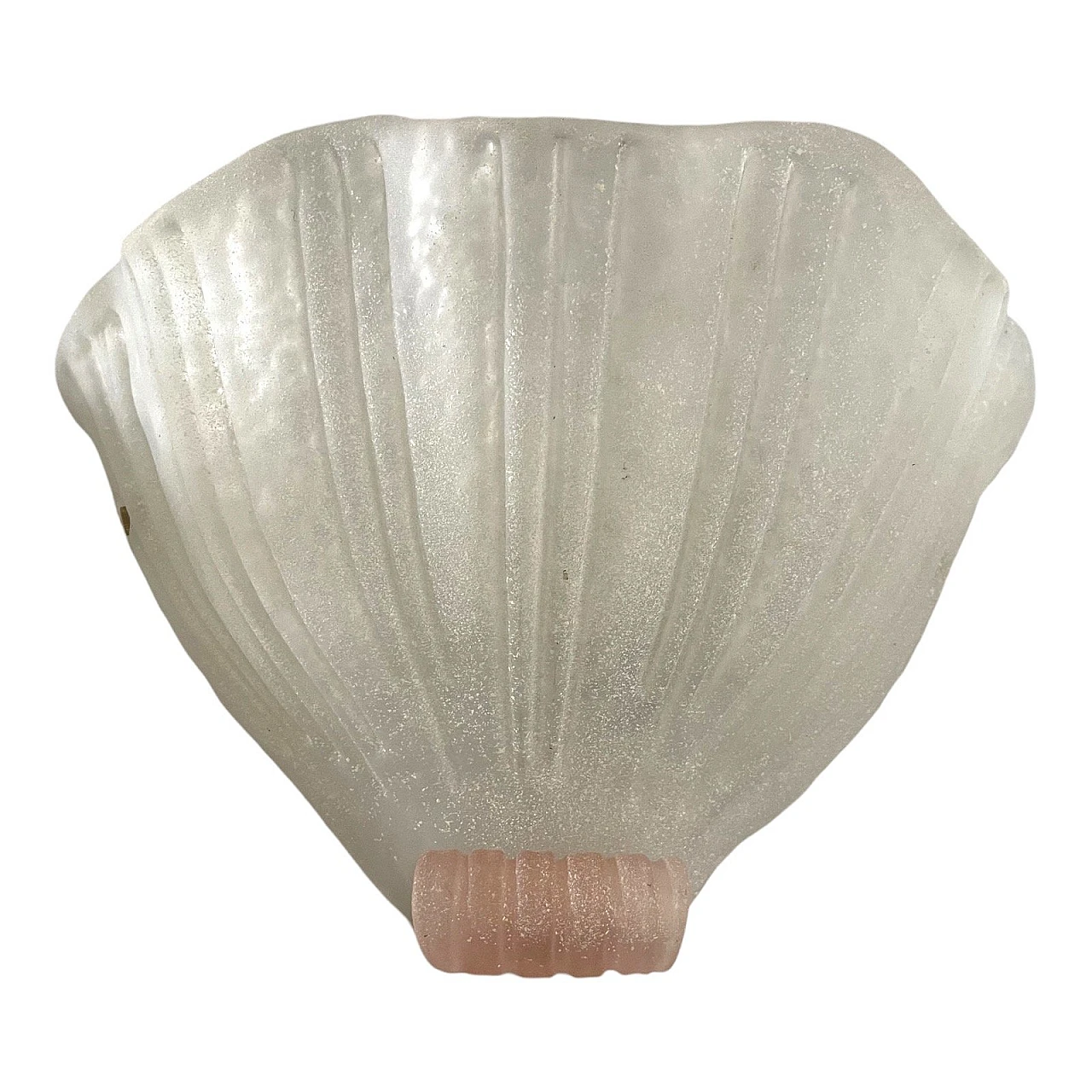 Murano glass single scalloped shell sconce, 70s 1