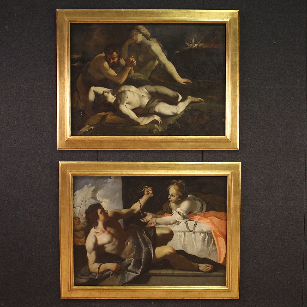 Pair of biblical scenes, oil paintings, half of 17th century 1