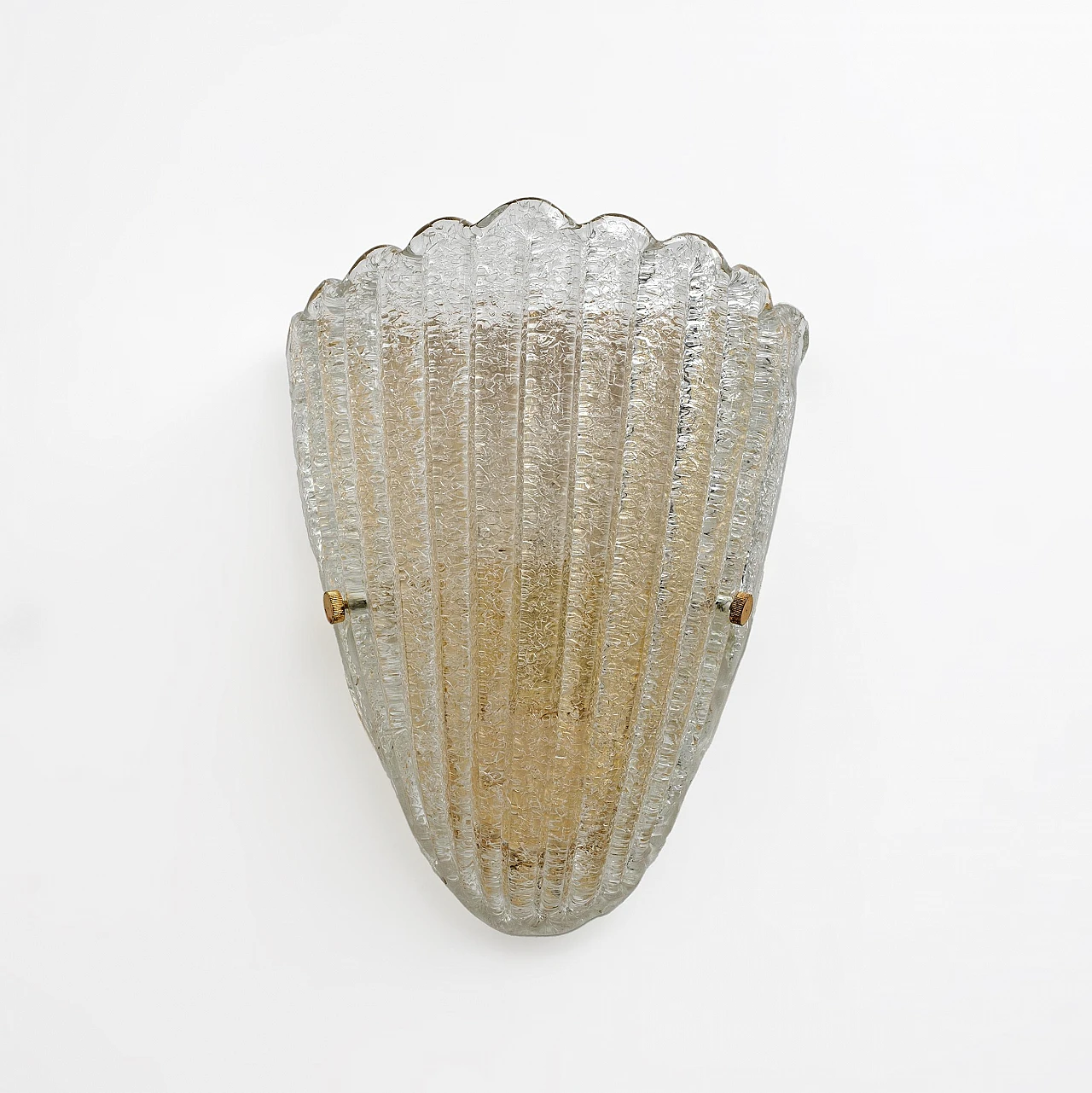 Two of Barovier Mid-Century Modern Italian Murano Glass Shell Sconces, 1960s 2