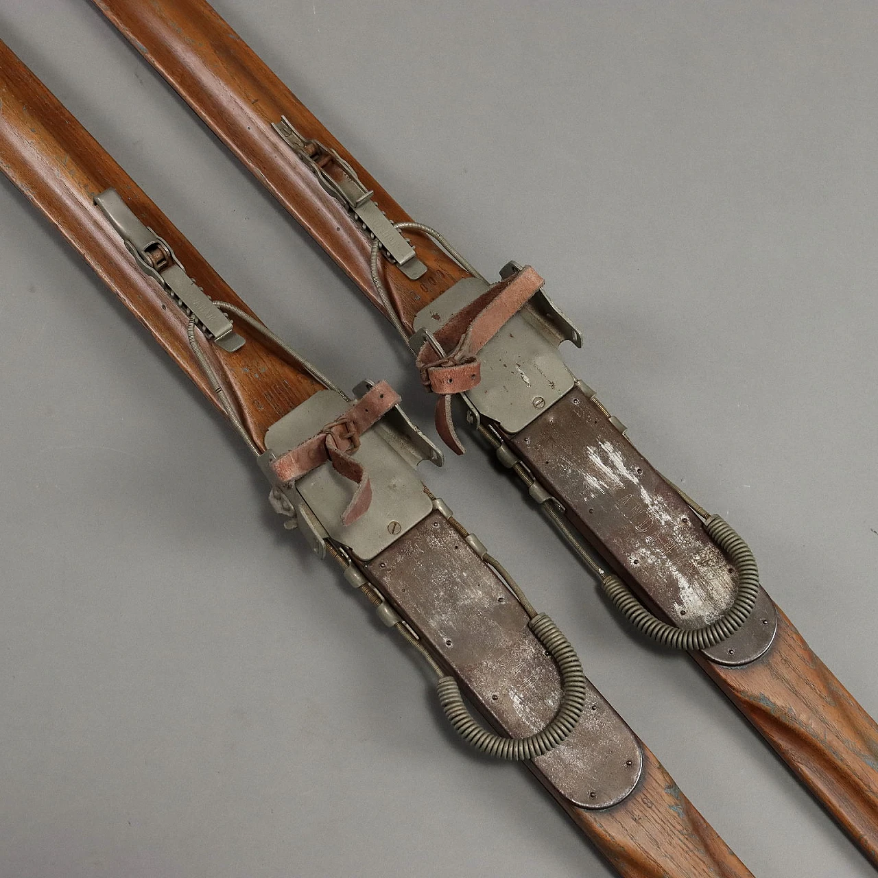 Wooden skis with Kandahar bindings, 1950s 3