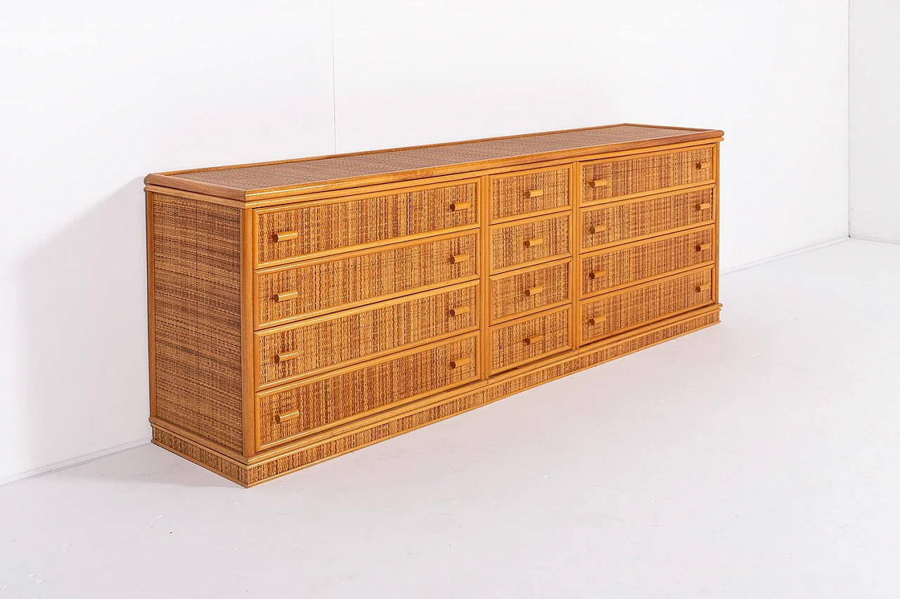 Bamboo and wicker chest of drawers, 1990s 2