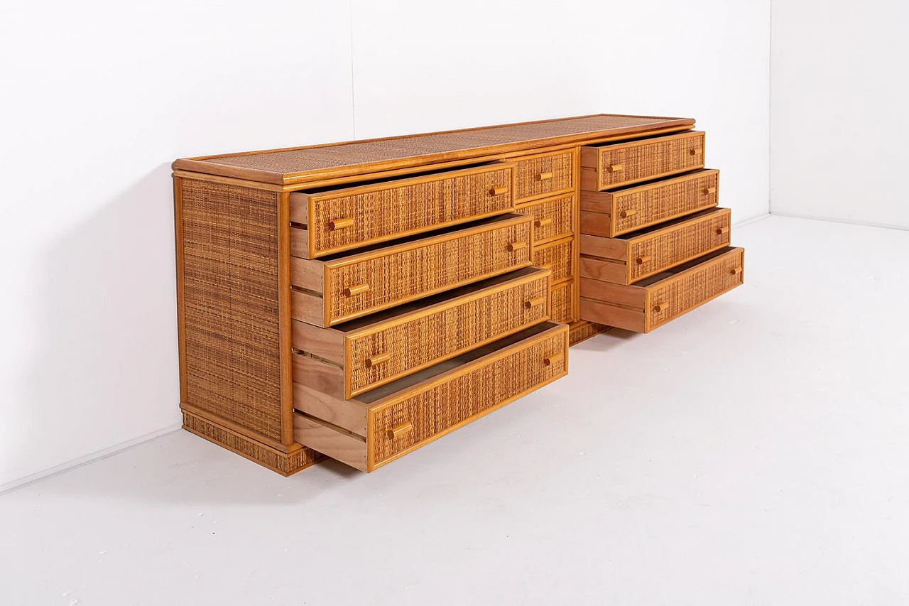 Bamboo and wicker chest of drawers, 1990s 3