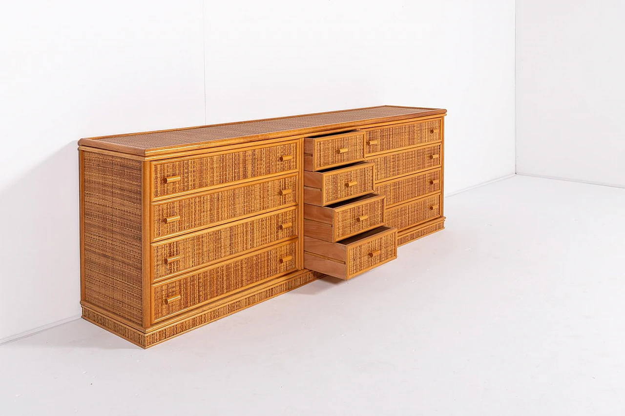 Bamboo and wicker chest of drawers, 1990s 4