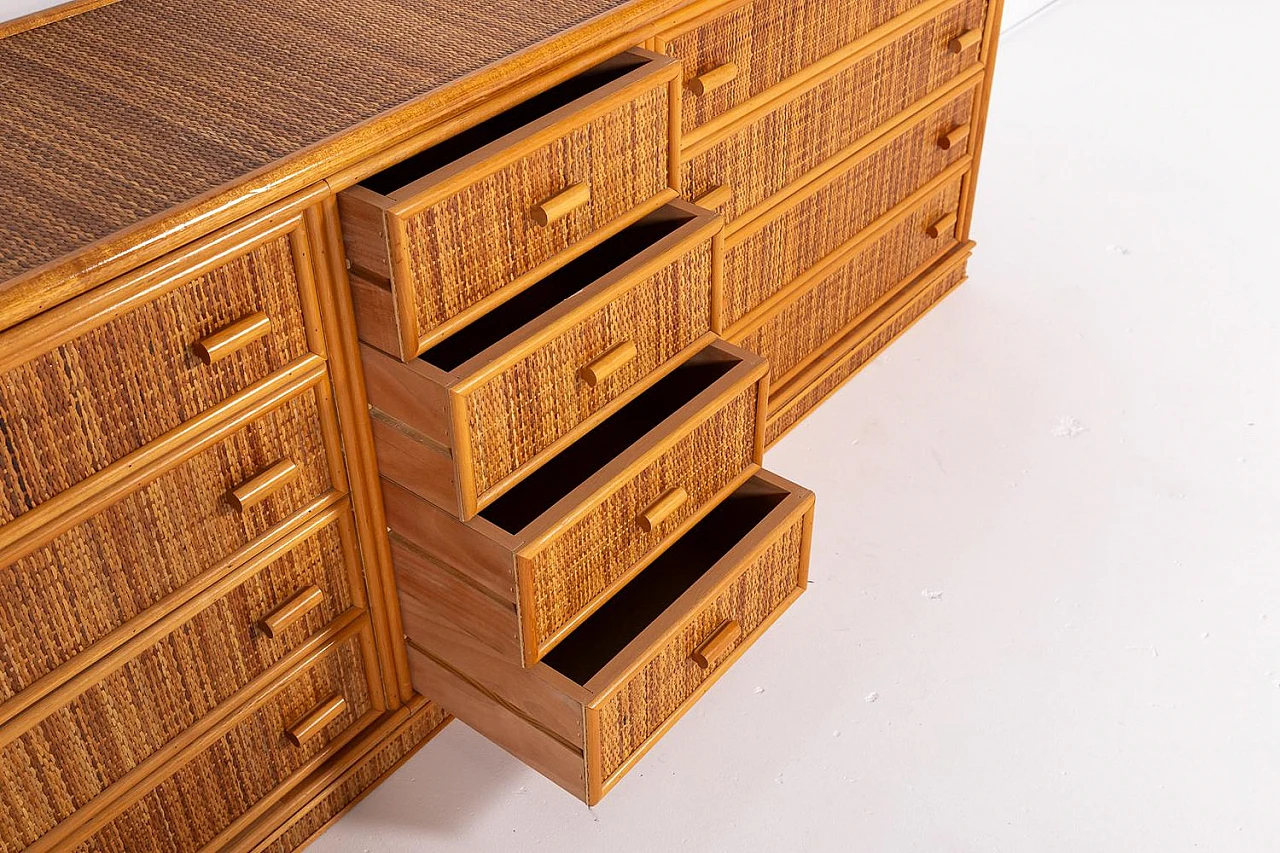 Bamboo and wicker chest of drawers, 1990s 5