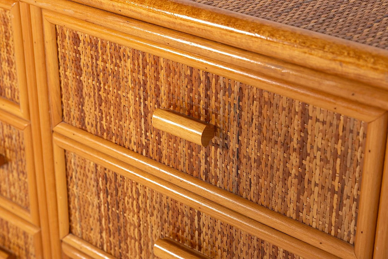 Bamboo and wicker chest of drawers, 1990s 6