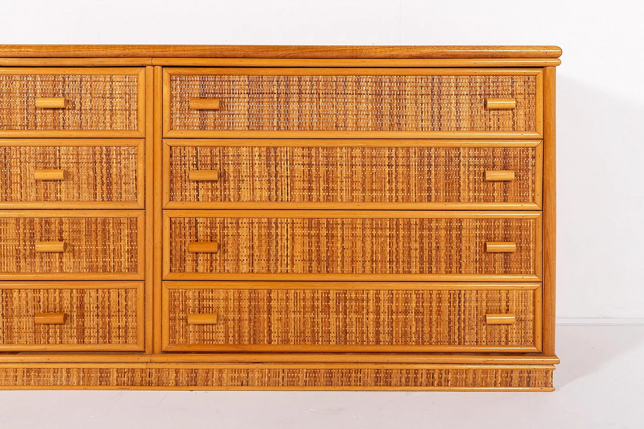 Bamboo and wicker chest of drawers, 1990s 8