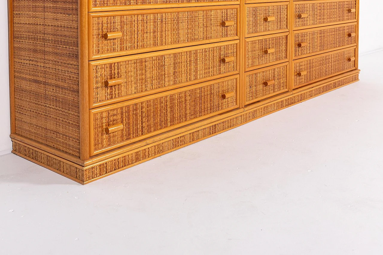 Bamboo and wicker chest of drawers, 1990s 9