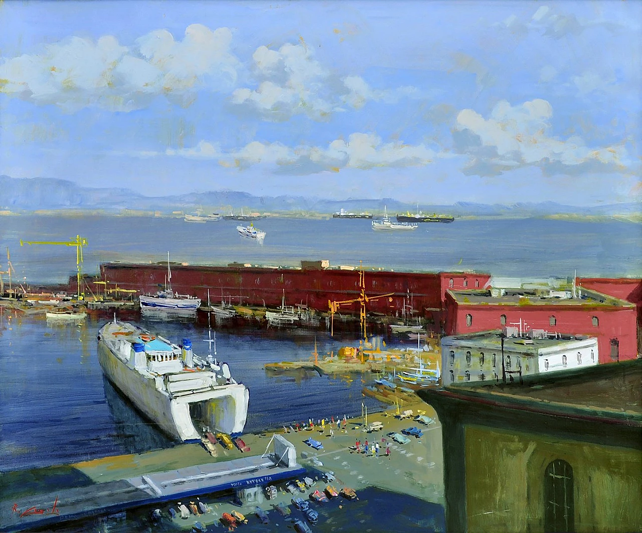 Renato Criscuolo, Il Molo Beverello, oil on canvas, 2006 2