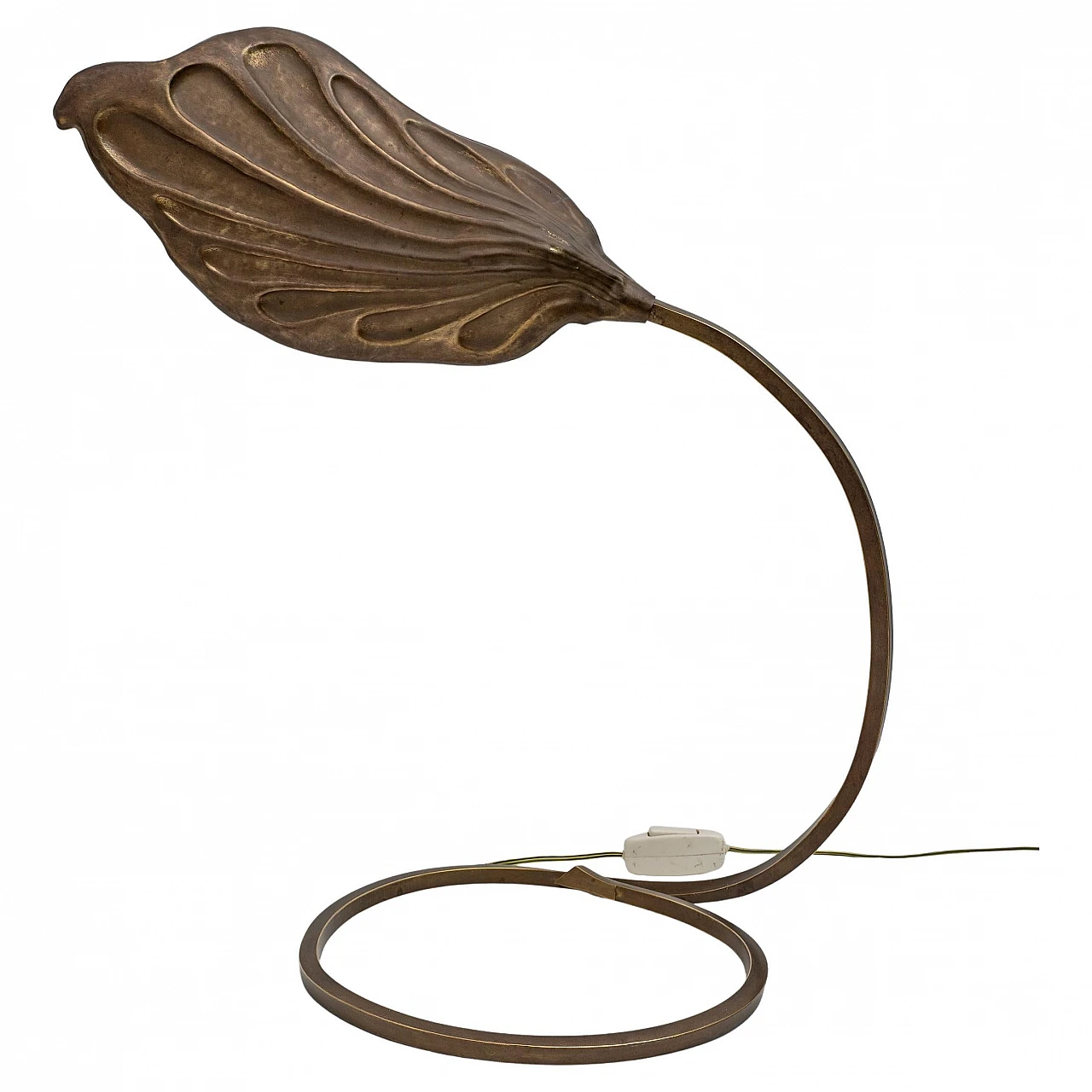 Tommaso Barbi Mid-century Modern Brass Leaf Table Lamp by Bottega Gadda, 1960s 1