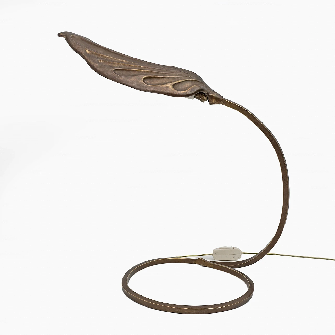 Tommaso Barbi Mid-century Modern Brass Leaf Table Lamp by Bottega Gadda, 1960s 2