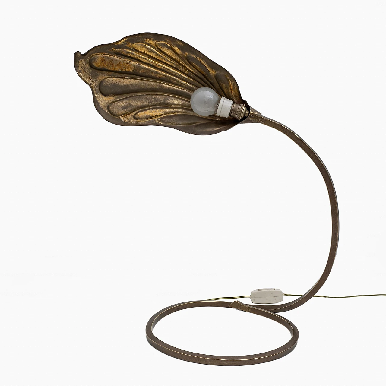 Tommaso Barbi Mid-century Modern Brass Leaf Table Lamp by Bottega Gadda, 1960s 6