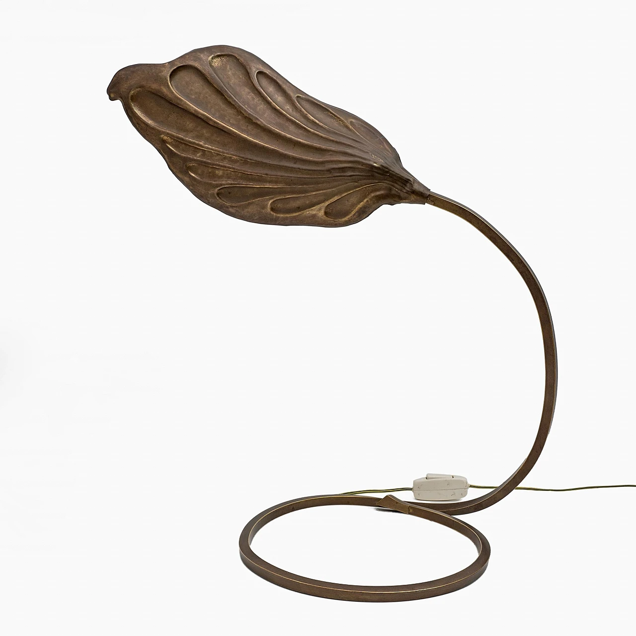 Tommaso Barbi Mid-century Modern Brass Leaf Table Lamp by Bottega Gadda, 1960s 7