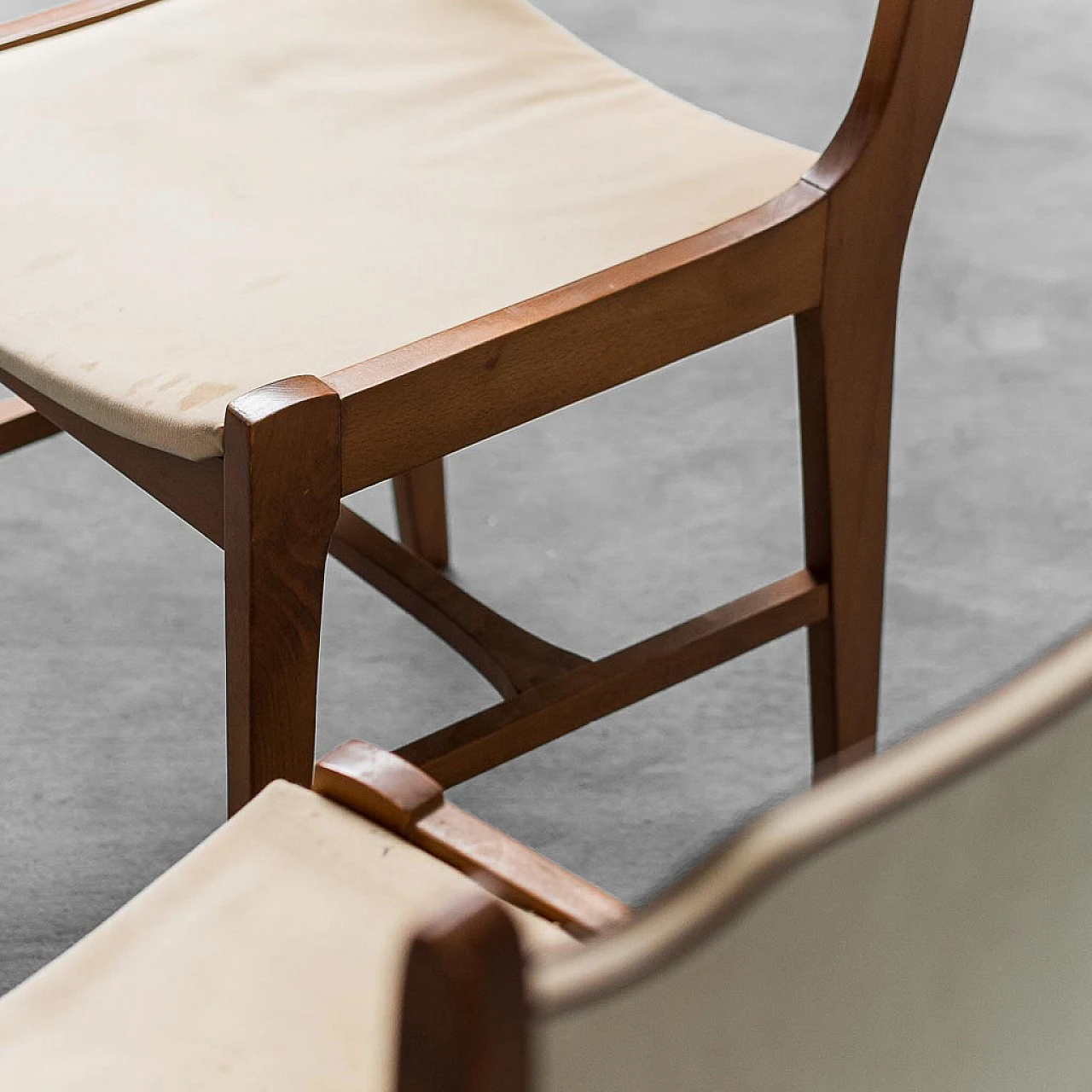 Pair of wooden and fabric chairs, 1960s 2