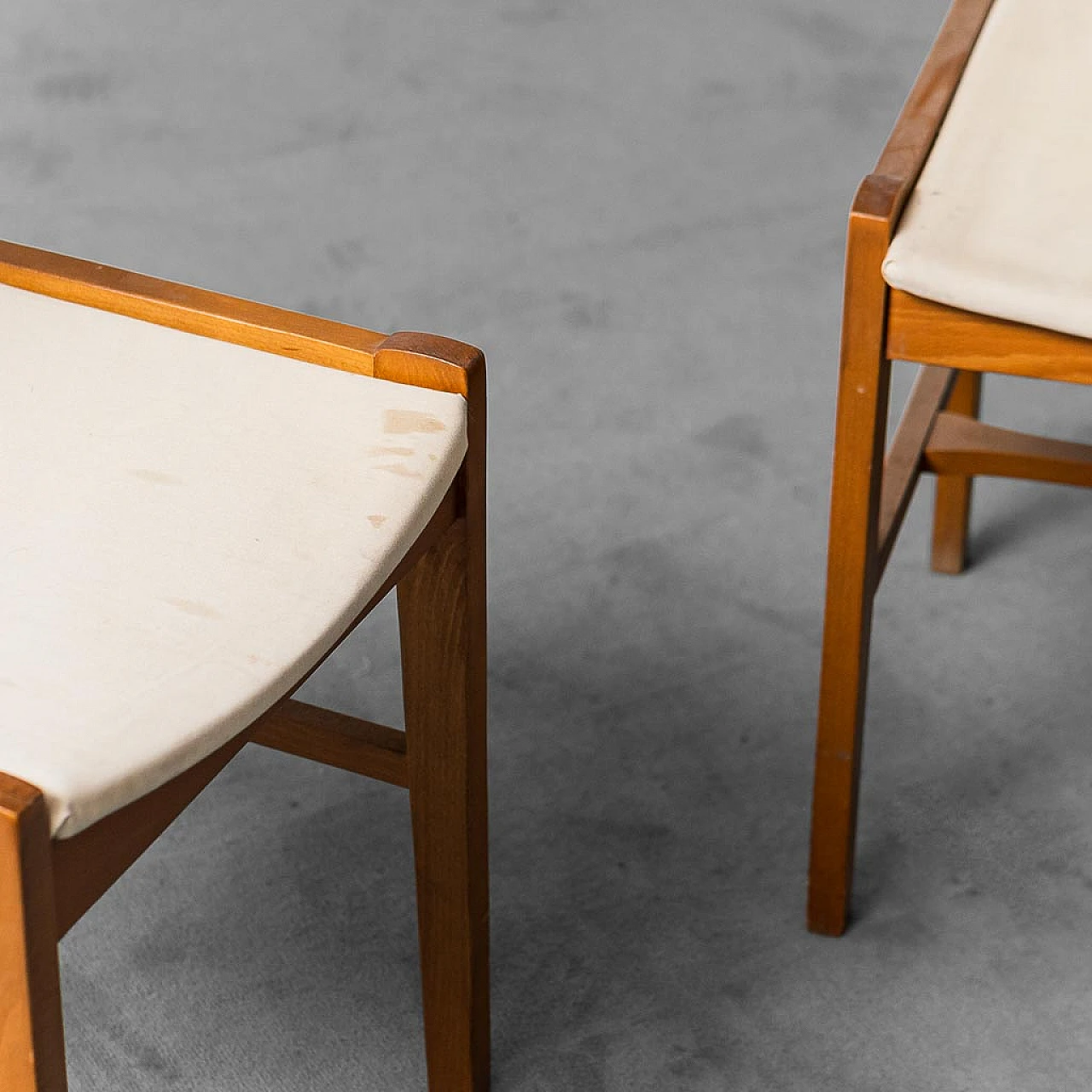 Pair of wooden and fabric chairs, 1960s 8