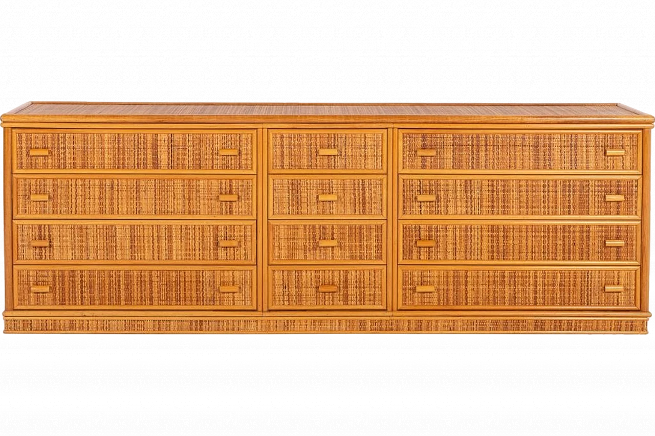 Bamboo and wicker chest of drawers, 1990s 10