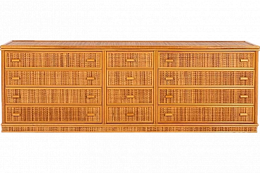 Bamboo and wicker chest of drawers, 1990s