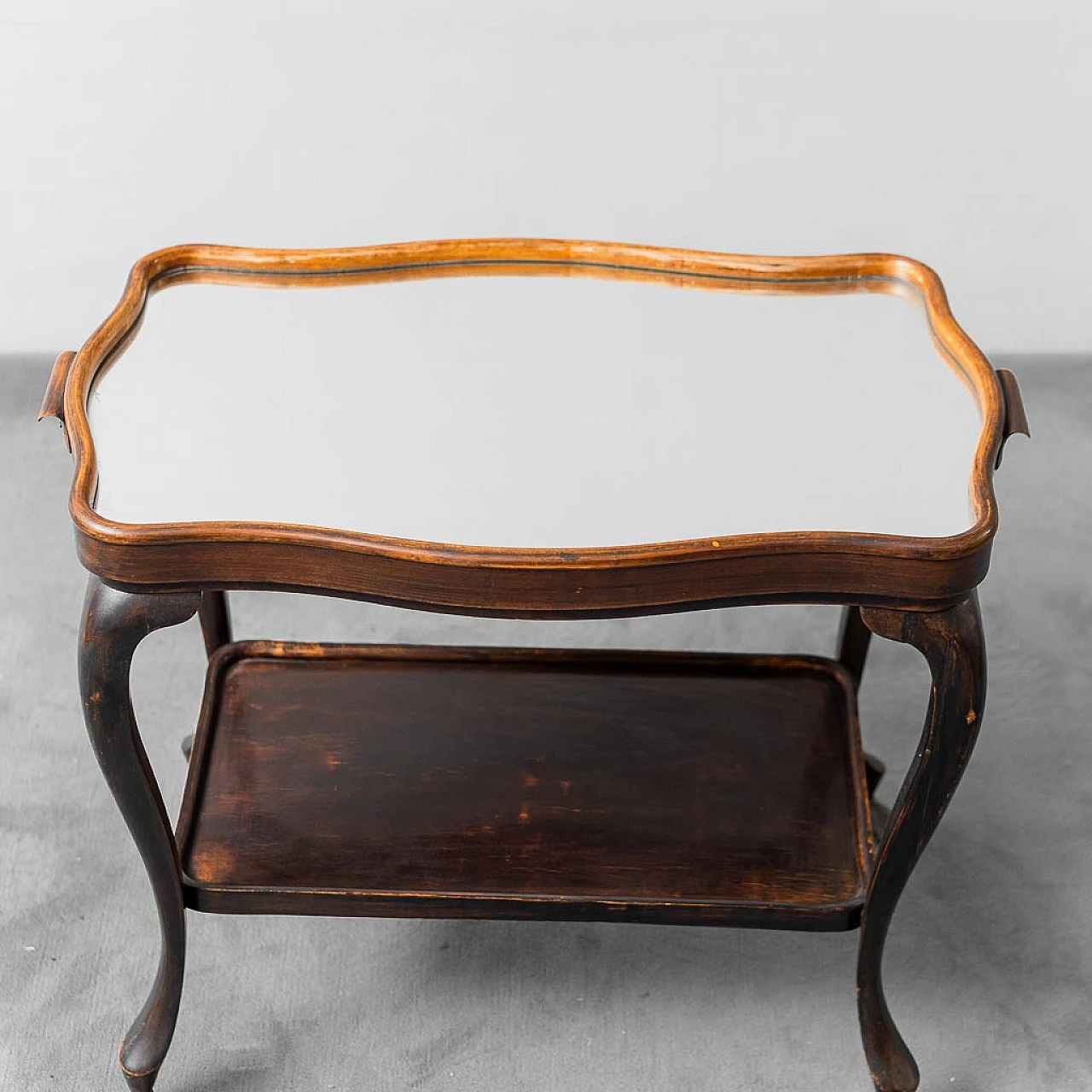 Wooden food trolley with tray, 1950s 6