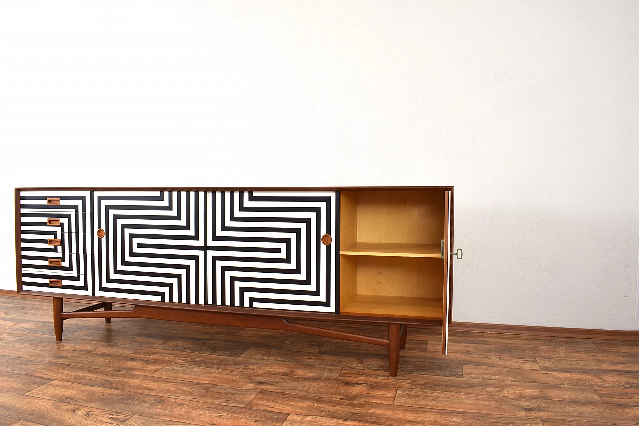 Mid-Century Op-Art Hand-Painted Danish Teak Sideboard, 1960s 13