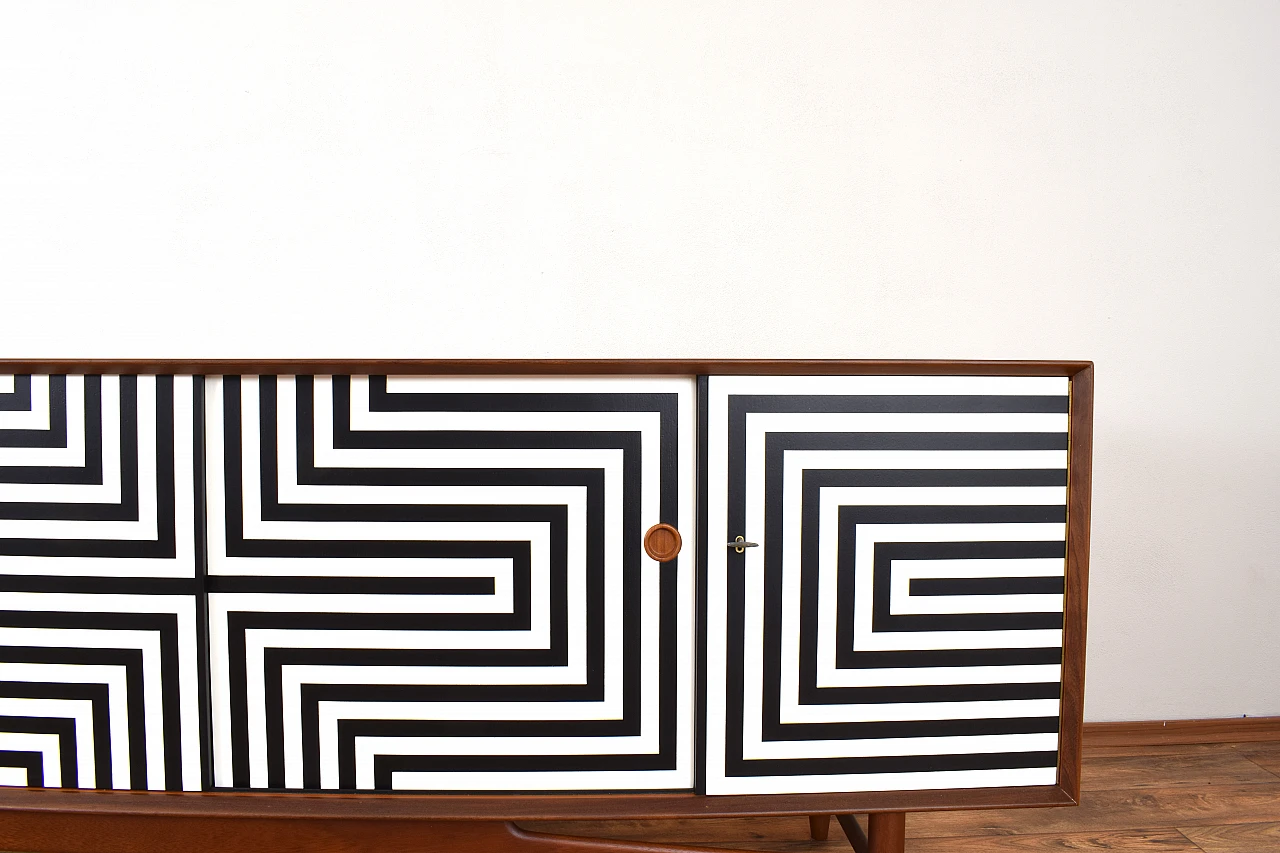 Mid-Century Op-Art Hand-Painted Danish Teak Sideboard, 1960s 14